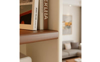 Multi-Tier Book Organizer Large Capacity Wooden Book Organizer Tall Narrow Shelving Single-Unit ENF Grade Sustainable Wood Panel