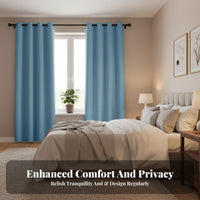 Room Darkening Grommet Top Blackout Curtain Light Blocking Grommet Top Blackout Panel Pair Simple Design Window Treatment Thermal Insulated for Late Sleepers, Evening Alternating Workers, Homeowners, Bedroom, Nursery