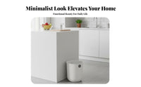 Round Lidless Trash Can Large Capacity Open Top Garbage Can Press-to-Hold Band Minimalist Wastebasket for Students, Homeowners, Living Room