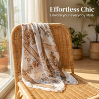 Floral Print Headscarf for Women Lightweight, Square Neck Scarf Autumn Winter Wear, Kerchief Wrap 90x90cm for Adult