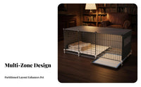 Multi-Room Design Dog Enclosure with Toilet Zoned Living Space Pet House with Potty Tray Easy to Clean Indoor Dog Kennel Waterproof for Puppy Owners, Home, Apartment