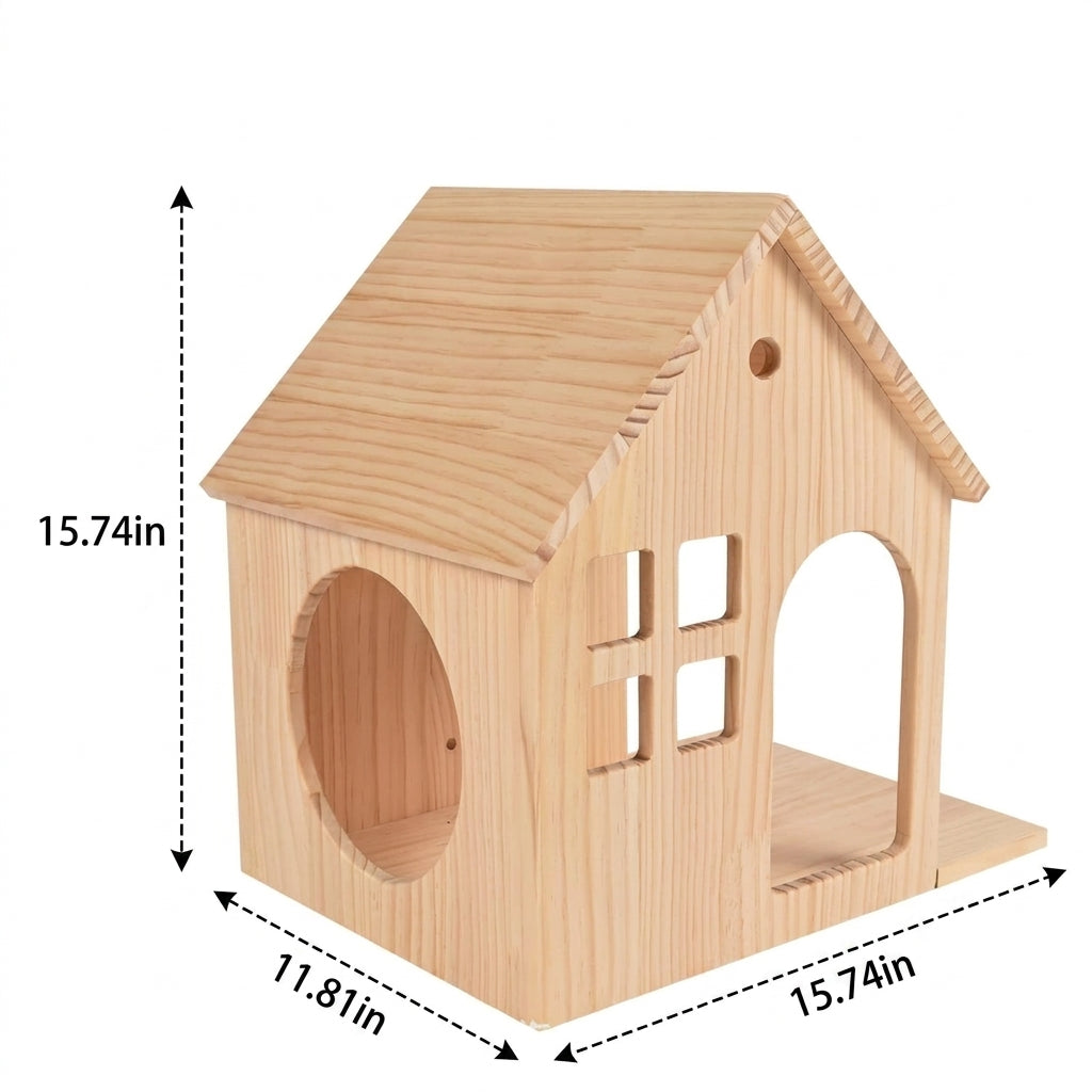 Wall Mounted Cat Bed and Indoor Cat House, Solid Wooden Cat Furniture for Indoor Cats, Space Saving Cartoon Style Kitten Activity Wall Mount