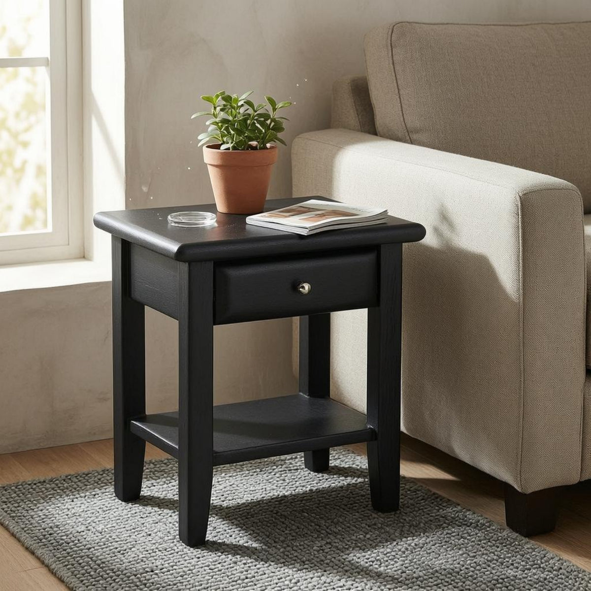 1:12 scale Dollhouse Nightstand 1/12 Scale Miniature Nightstand Matte Finish Wooden Bedside Cabinets