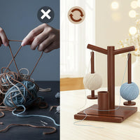 Rotatable Rotating Yarn Holder Mobile Phone Base Wooden Yarn Holder Natural Wood Effortless Rotation for Knitters, Crocheters, Crafters, Sewing Table