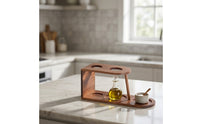 Solid Wood Countertop Coffee Station Organizer 2-Tier Wooden Coffee Stand Compact Kitchen Counter Shelf Space-Saving for Baristas, Office