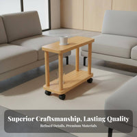 Space Saving Movable Sofa End Table Versatile Rolling Side Table Sturdy Construction Bedside Trolley on Wheels Easy Assembly for Office Workers, Homeowners, Apartment Dwellers, Reception Room, Small Areas, Bedroom, Kitchen