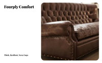 Three-Seater Leather Couch retro Retro aesthetic Sofa Oil-Waxed Finish Living Room Seating for Homeowners, Families, Lounge Area, Bedroom, Home Office
