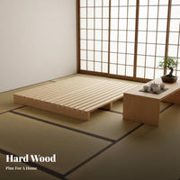 Lowheight Bed Frame Japanese design Slatted Floor Bed Frame No Headboard Mattress Foundation for Guesthouse Owners, partners, floor mat Room, Modern Home