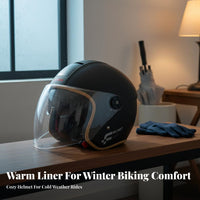Twin Visor Half Helmet 3C Certified Twin Visor Helmet Detachable Warm Neck Scarf Shielded Gear for Adults, Women, Winter Riding, City Commuting