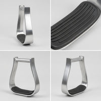 Ribbed Aluminum Stirrups with Rubber Footbed Long-Lasting Western Saddle Stirrups Optimal Support Tack Comfortable for Horse Riders, Equestrians