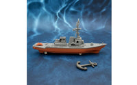Molded Details Pull-Back Destroyer Toy Gray and Orange Destroyer Model Toy Plastic Pull-Back Warship Detailed