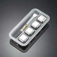 Gift for Men Stainless Steel Whisky Stones for Home Bar, Chilling Steel Ice with Ice Tongs and Bar Accessories, Food Grade Party Supplies, Set