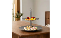 2-Tier Fruit Tray Decorative Cupcake Stand with Handle Stable Two-Tier Serving Platter for Hosts