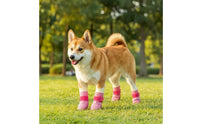 4 Pieces Dog Shoes with Slip-Resistant Sole Wear-Resistant Paw Protectors with Knitted Upper Anti-Skid Dog Socks with Grippers for Dogs, Pets