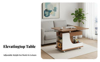 C-Shaped raiseTop Table With casters Rolling C-Shaped Table Height-Adjustable Hidden Storage for Apartment Dwellers, Students