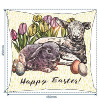 Easter Pillow Cover Seasonal Accent Decorative Bunny Throw Pillow Cover Invisible Zipper Easter Pillowcase for Kids, Homeowners, Bedroom, Chair, Bench