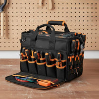 Heavy Duty Tool Bag Wear Resistant Multi-Compartment Tool Tote Oxford Cloth for Carpenters, Plumbers