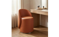 Cushioned Upholstered Vanity Stool Rounded Low-Back Vanity Chair Compact Upholstered Makeup Chair Minimalist for Bedroom, Closet Area