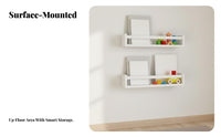 Child-Safe Design Nursery Bookshelf Space-Saving Floating Picture Ledge Safety Front Wall Shelf Rounded Edges for Children, Homeowners, Playroom, Kitchen, Bedroom, Living Room