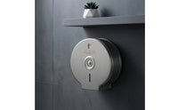 Stainless Steel Center-Pull Bath Tissue Dispenser Brushed Silver Wall-Mounted Bath Tissue Dispenser Enclosed Rust-Resistant for Washroom