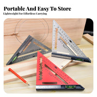 High Precision Adjustable Angle Ruler Easy to Read Scale Multifunctional Triangle Ruler CNC Machined for Woodworkers, Workshop, Construction