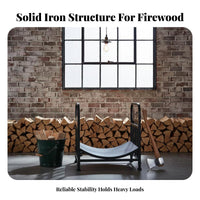 Heavy-Duty Firewood Rack Stable Construction Firewood Log Rack Easy Assembly Log Holder Stand Raised Base for Hearth, Fireside, Patio, Fire Bowl