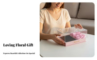 Rose Flower Jewelry Box Double Compartment Clear Acrylic Gift Box Romantic Design Necklace Band Presentation Case for Wife, Women, Anniversary