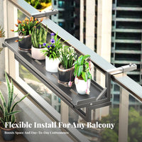 Space-Saving Railing Planter Holder Adjustable hangers Railing Planter Basket Anti-Rust Coating Plant sturdy construction Load-Bearing for Apartment Dwellers, Homeowners, Home Decorators, Balcony, Fence, Patio, window ledge
