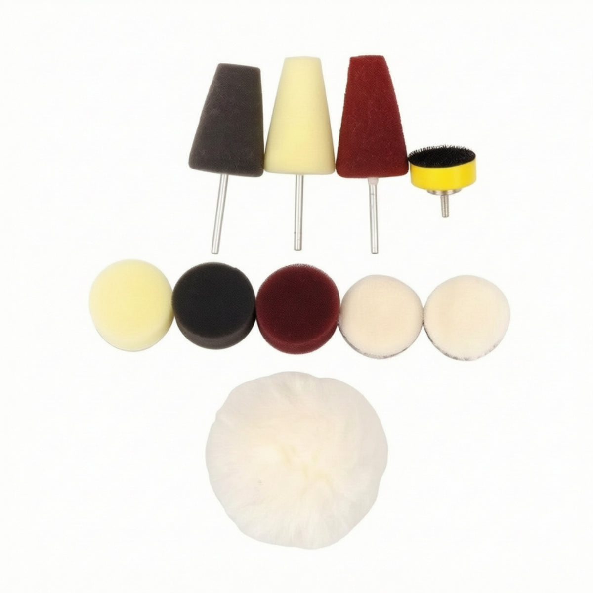 10 Pieces Mounted Polishing Sponge with Metal Stem Soft-Textured Drill Polishing Kit Versatile Foam Detailing Pads Easy to Use for Car Detailers, DIYers, Household Cleaning