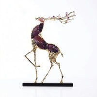 Deer Sculpture with Crystal Modern Deer Sculpture Luxe for Shelf, Hotel Lobby