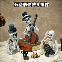 Halloween Resin Skull Ornaments Gothic Couple Kissing Statue Tabletop Window Party Decoration Props