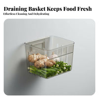 Ginger Garlic Storage Container PET Material Wall Wall-Mounted Organizer Box Drill Installation Transparent Hanging Container for Pantry, Cabinet