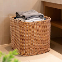 Square Rattan-Style Laundry Basket for Home and Bathroom Use