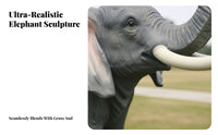 Fiberglass Elephant Model Weather Resistant Realistic Elephant Sculpture Handmade Large Lawn Ornament for Homeowners, Gardeners, Gardens, Parks, Lawns