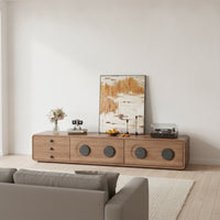 TV Cabinet with Drawers Low-Profile TV Stand Rounded-Edge Media Console for Living Room
