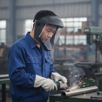Full Face Visor Curved Face Visor with Adjustable Headband Safeguarding Hood Clear Anti-Fog for Grinders, Grinding