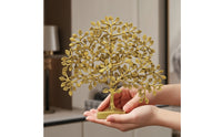 Metal Tree Statue Gold-Tone Brass Tree Lustrous Showpiece for Living Room, Entryway