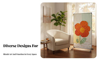 Floral Print separater Oil Painting and aesthetic Multi-Panel Folding separater Foldable Design Room Partition for Renters, Students, Bedroom, School, Restaurant