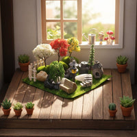 Dollhouse Courtyard Decoration Kit Resin Material Miniature Garden Decoration Kit Tiny Landscape Accessories Great Gift