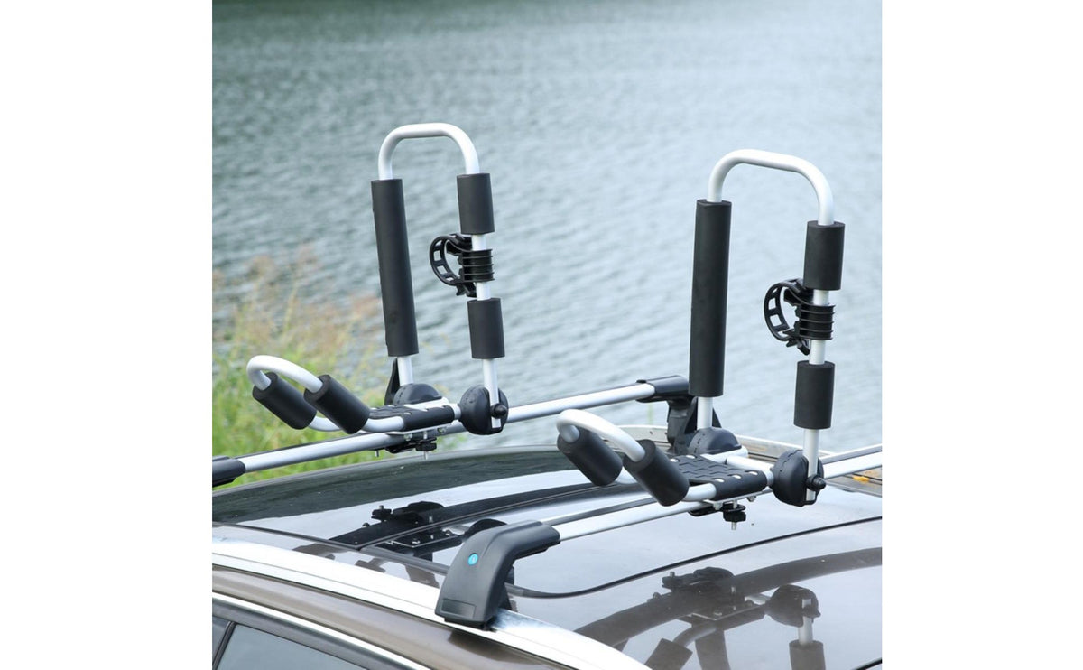 2 Pieces Kayak Roof Rack Metal Frame Roof Top Kayak Carrier Holding Fastening Strap Outdoor Gear for Kayakers