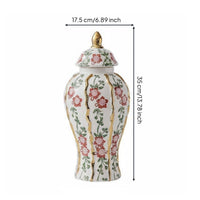 Porcelain Vase Floral Pattern Lidded Display Jar Decorative Lid Home Decor