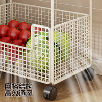 3-Tier Vegetable Storage Rack with Wheels, Mobile Fruit Basket Cart