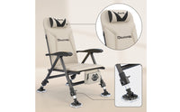 Foldable Reclining Fishing Chair Padded Folding Fishing Chair Adjustable Furniture Telescoping for Anglers, Campers, Camping