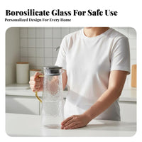 Large Capacity Hammered Glass Pitcher Heat Resistant Borosilicate Glass Tea Pot Safe for Families, Hosts, Kitchen, Bedside, Dining Table