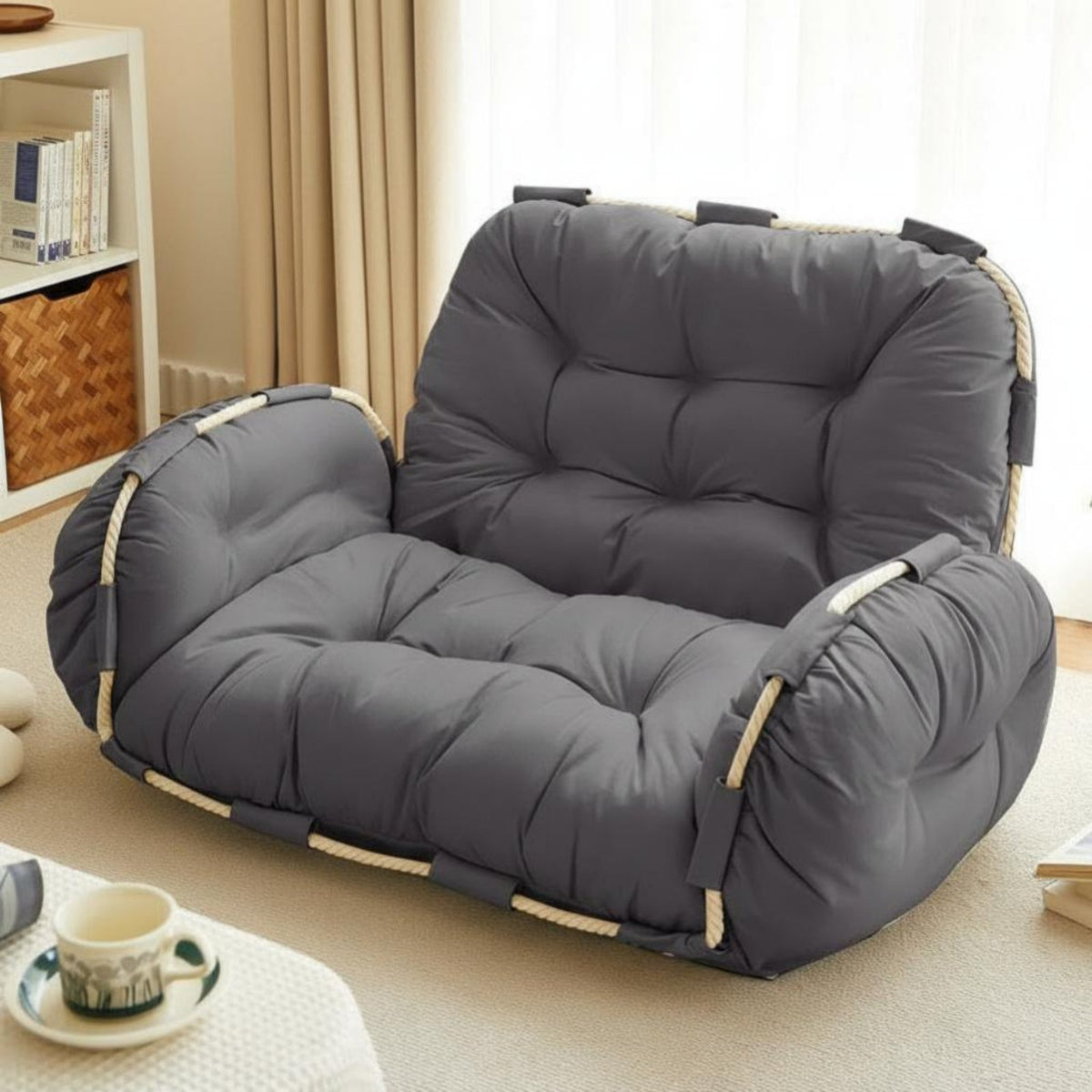 Space-Saving Design Adjustable Tatami Sofa Bed Luxuriously Soft and Comfortable Convertible Lounger Chair Thickly Padded Indoor Furniture No Assembly Required for Apartment Dwellers, Overnight Guests, Bay Window, Small Apartments, Dorm Room