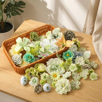 Artificial Flower Set - 50 Faux Flowers for DIY Hair Wreaths, Headwear, Fans, Hanfu Accessories, Wedding Decor