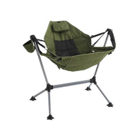 Foldable Rocking Chair with Mesh Seat Breathable Folding Rocking Chair Compact Furniture Easy to Carry for Campers, Anglers, Beach, Fishing, Backyard