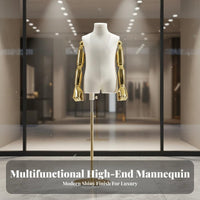 Split Leg Child Model Electroplated Arms Half Body Clothing Display Stable Metal Base Child Mannequin Torso for Retailers, Crafters, Shop Window, Home