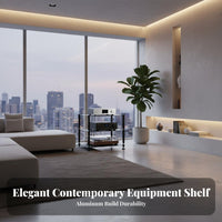 Sturdy Construction High-Fidelity Equipment Stand Vibration Reduction Aluminum Amplifier Stand Shock Absorbing Feet Multi-Tier Audio Rack Ventilated-Air Shelving for Audiophiles, Home Studio