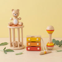 4 Pieces Percussion Toy with Xylophone Rhythm Wooden Percussion Set Educational Wooden Xylophone for Playroom